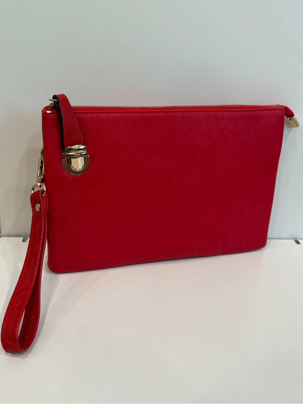 Red Leather Wristlet Clutch - Stylish Women's Bag